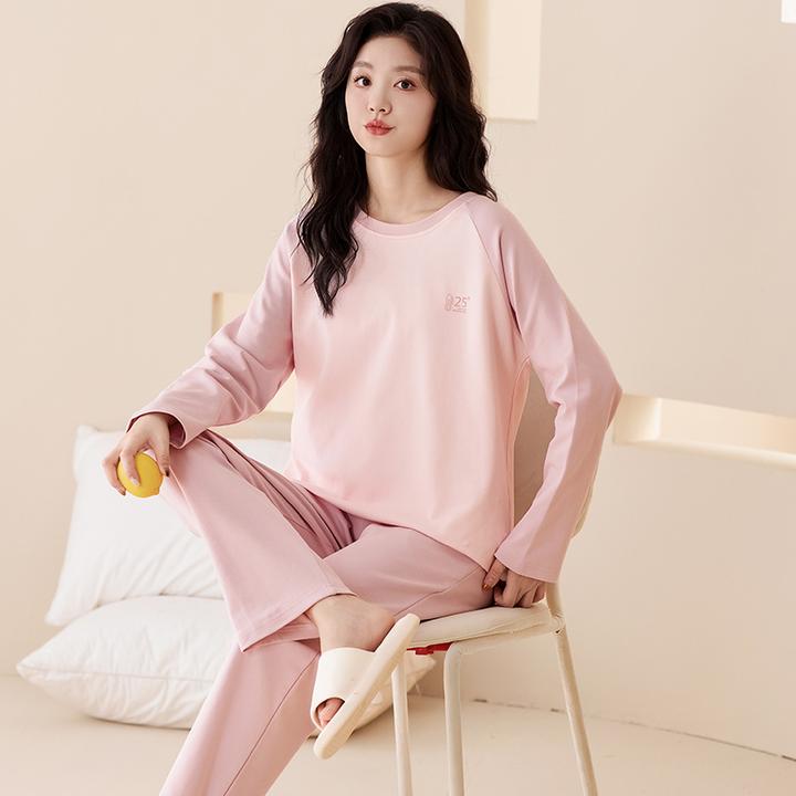 芬腾可安睡衣女士纯棉长袖春秋款2025年新款全棉可外穿家居服套装