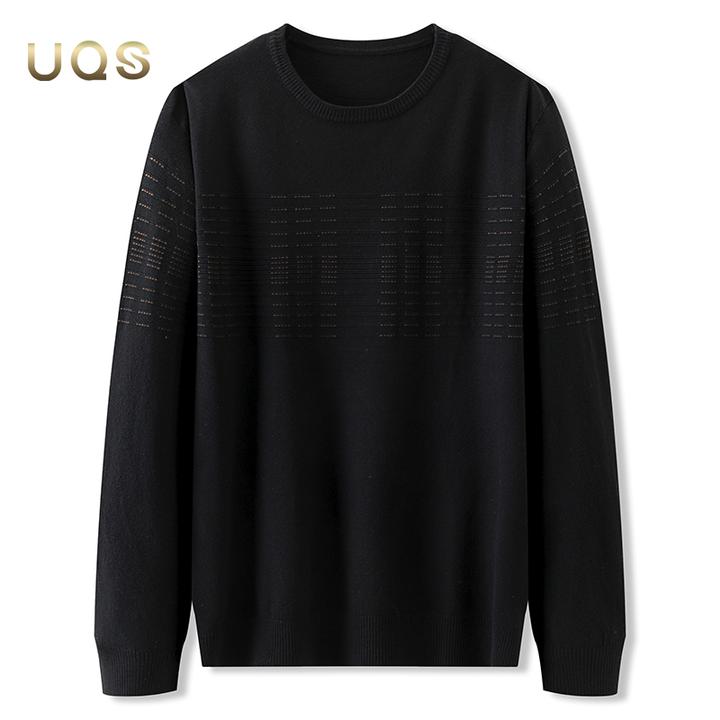 针织薄款圆领上衣春秋季大码男装简约宽松气质打底衫日常通勤百搭