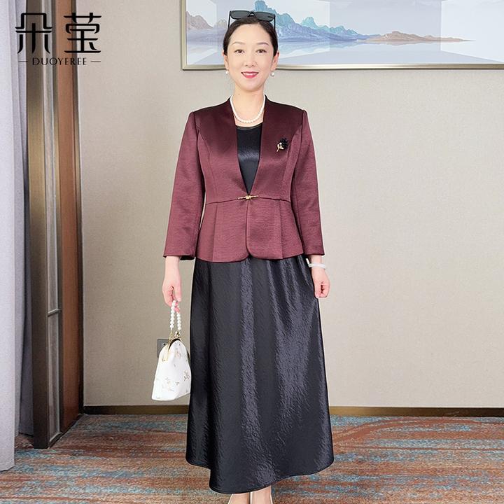 妈妈春秋套洋气装裙25新款西装外套中老年女装气质两件套裙ZF05