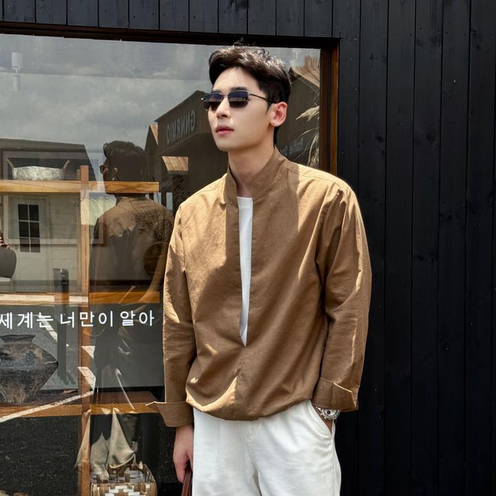 25A/W 『层次叠穿新主张』秋季限量高支数亚麻混纺假两件设计感衬衫