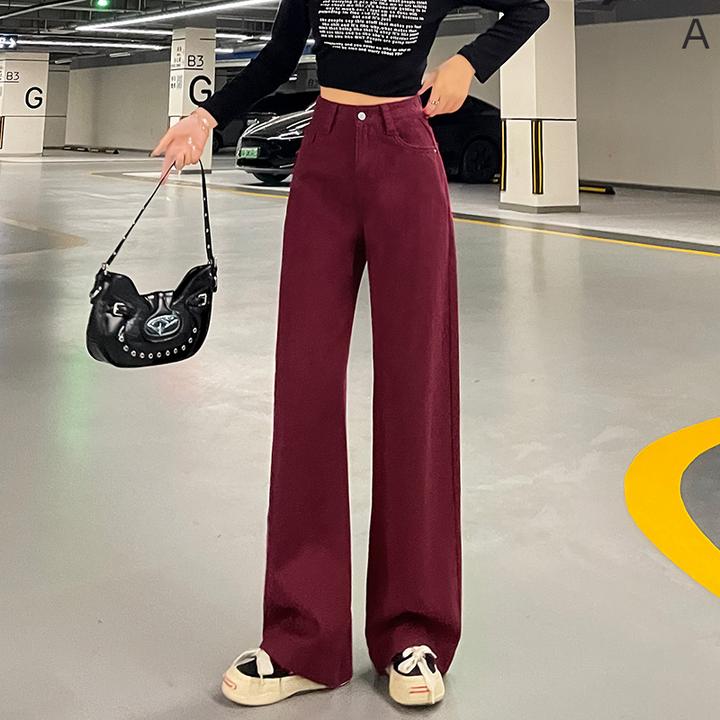 直筒裤高腰长裤女款宽松牛仔裤阔腿裤四季直筒裤子显瘦拖地休闲裤