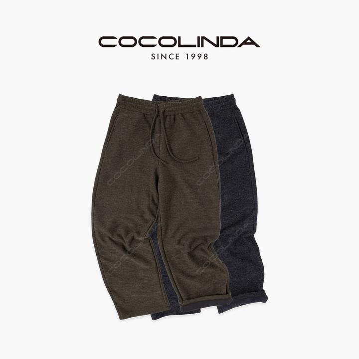 COCOLINDA“三本针精工”锁温加绒加厚慵懒风遮胯茧型休闲神裤P5685