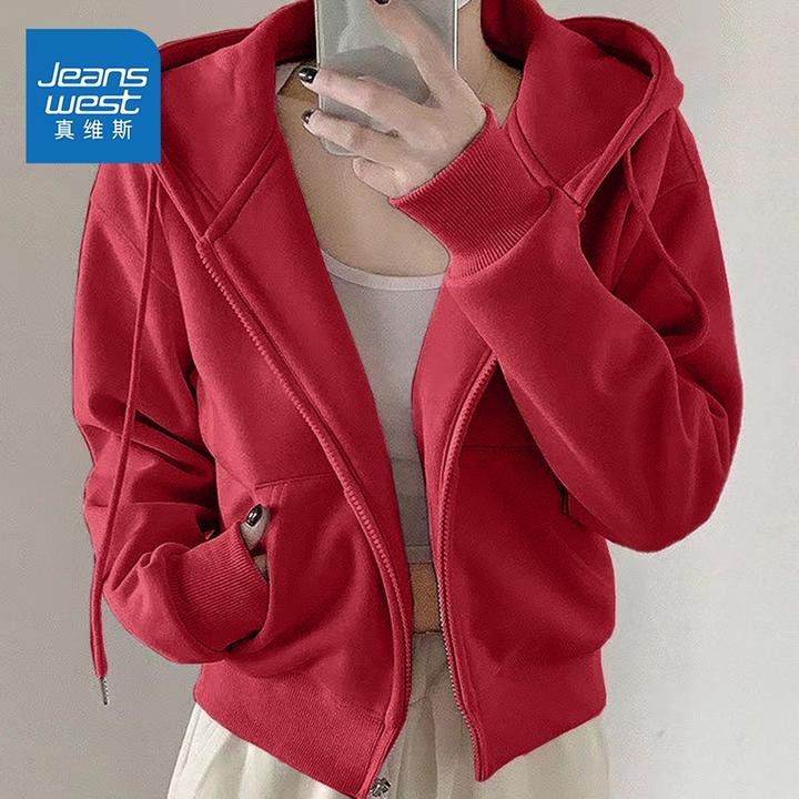 真维斯外套早春2026开衫立领女运动套装短款宽松早春休闲新款卫衣
