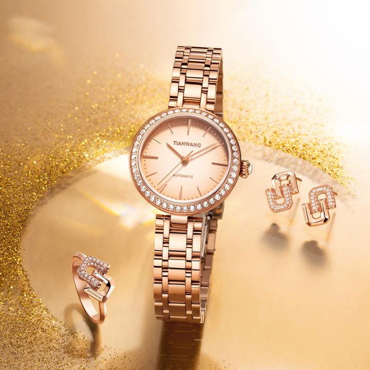 天王表Miss One系列女士手表时尚通勤自动机械国表玫瑰金51371