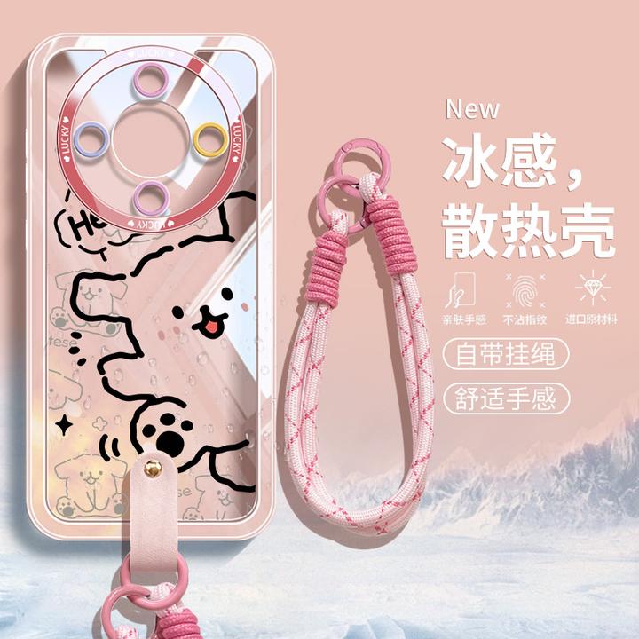 小狗背影适用荣耀X70手机壳全包透明不发黄可爱卡通x60挂绳防摔女