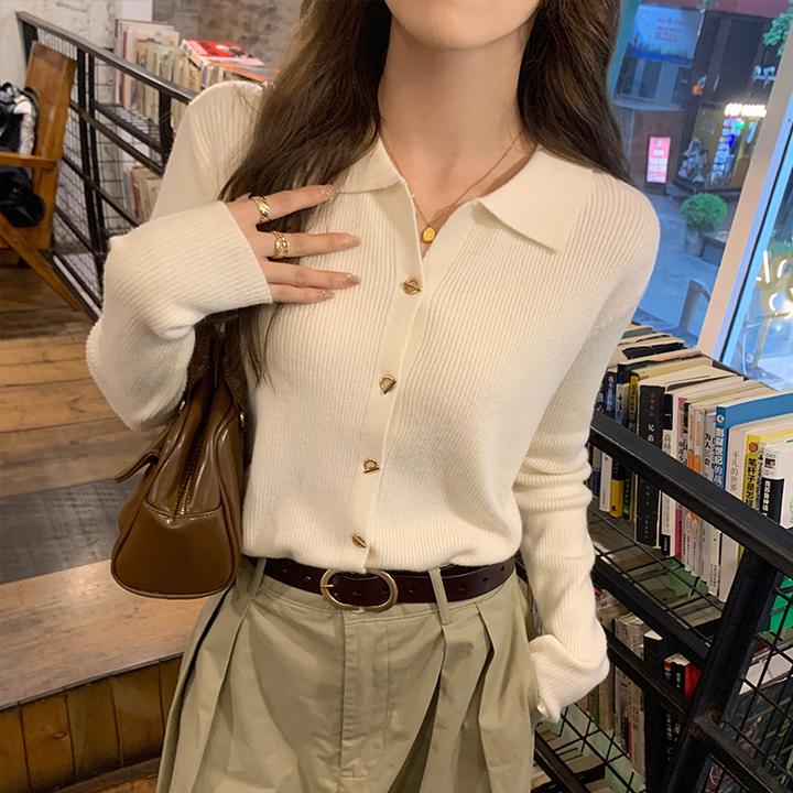polo领露锁骨针织衫女2025新款秋冬毛衣翻领上衣小香风内搭打底衫