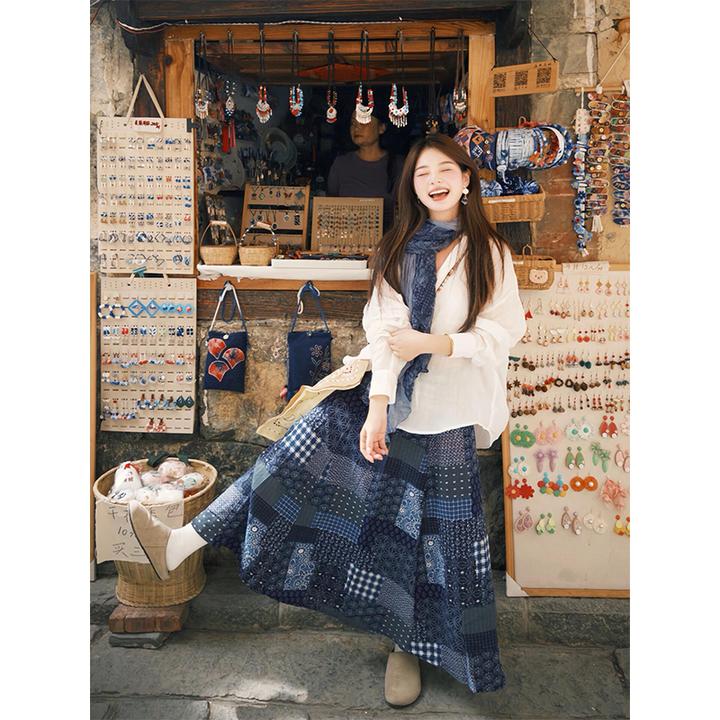 MARIE.COCO夏季新款长袖防晒衬衫外套上衣高腰显瘦格纹半身裙套装