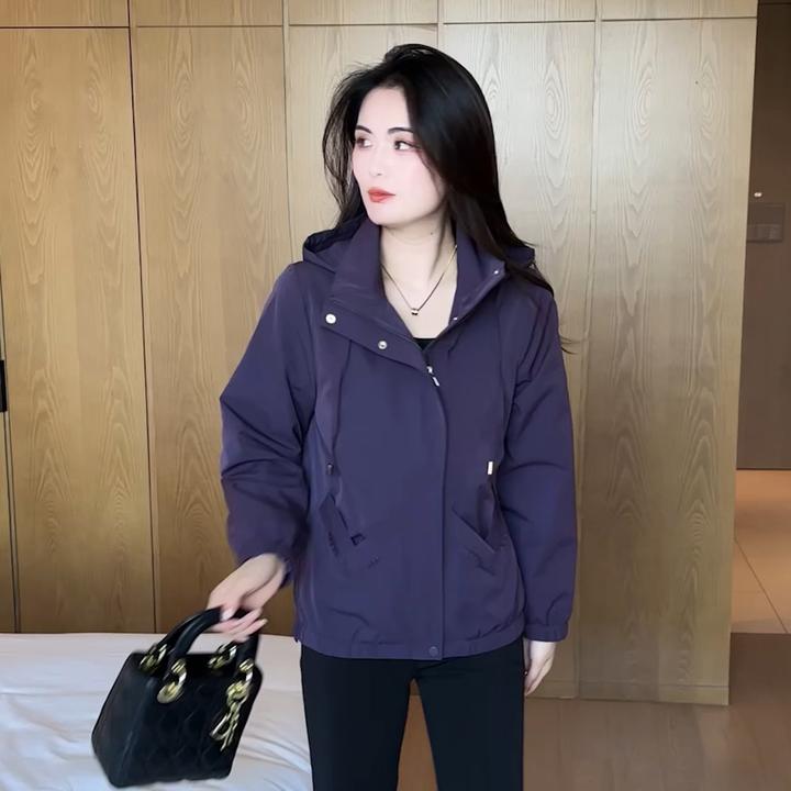 时尚短外套女2025秋季新款洋气减龄宽松流行百搭休闲连帽拉链上衣