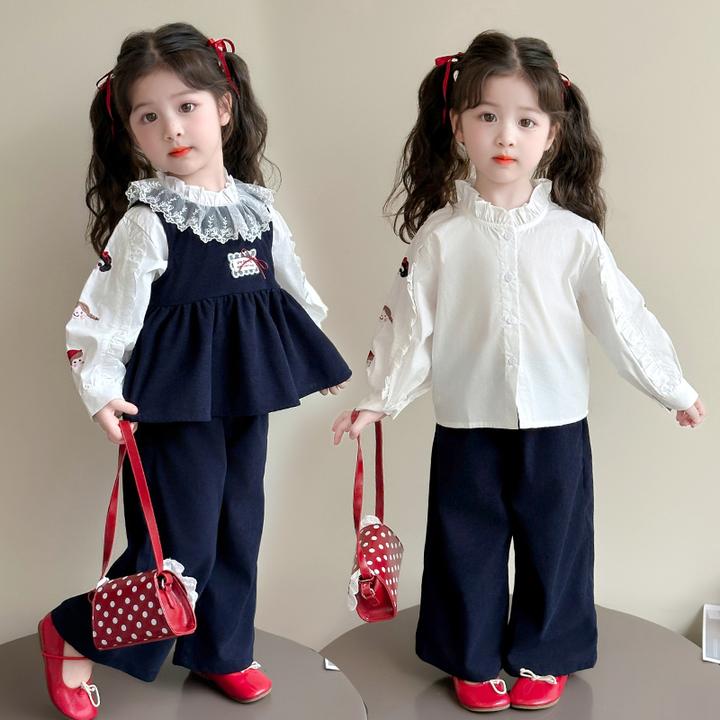 女小童春秋装条绒套装2025新款洋气韩版女宝宝秋款女童早秋衣服