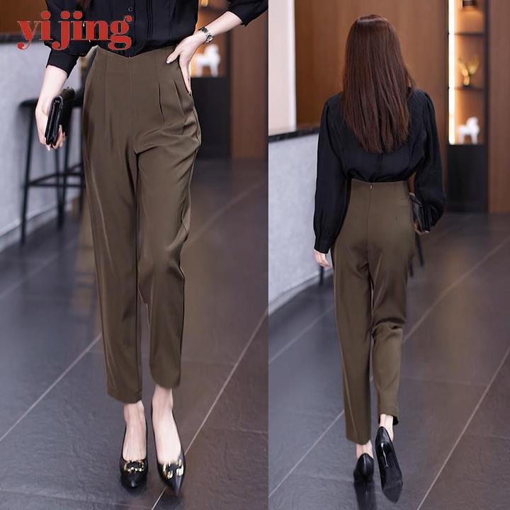 西装哈伦裤女春秋季2025年新款高腰垂感显瘦休闲宽松直筒烟管裤子