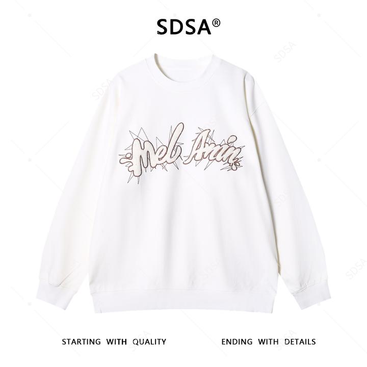 SDSA男士秋冬新款痞帅男装美式撞色绒毛刺绣字母圆领卫衣百搭宽松