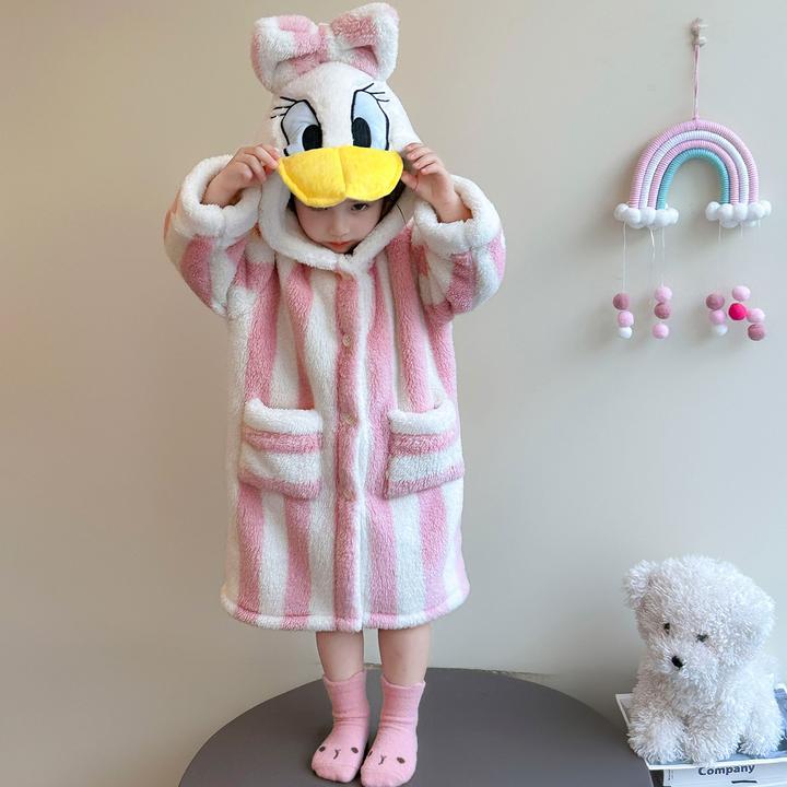 儿童法兰绒睡袍秋冬款2025新款女孩宝宝冬季保暖浴袍儿童冬装睡衣