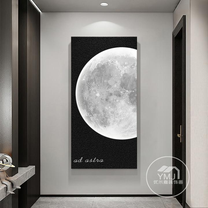 黑白高级感玄关装饰画入门走廊尽头过道壁画简约入户正对门挂画
