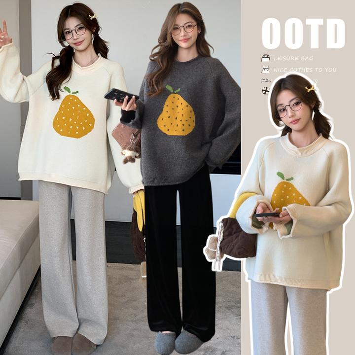 时尚孕妇2025秋冬新款孕妇韩版套头毛衣软糯慵懒可爱风宽松毛衣