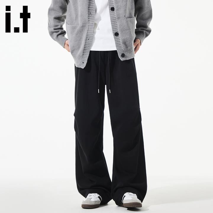 it FIVE CM黑色男士休闲裤2025秋冬新款百搭男裤子美式宽松直筒裤