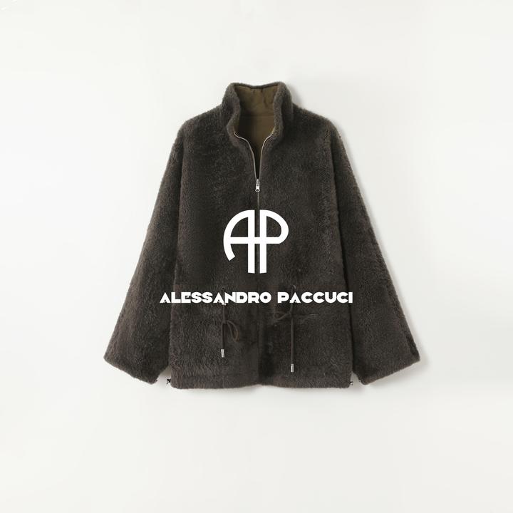 AP洛哥54062CM【黑标/限量】进口羊毛皮一体双面穿派克抽绳时尚外套