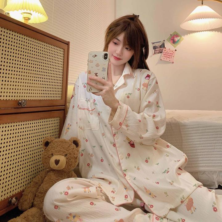 【咖色豹纹】250斤睡衣新款云朵棉长袖长裤可外穿家居服套装1