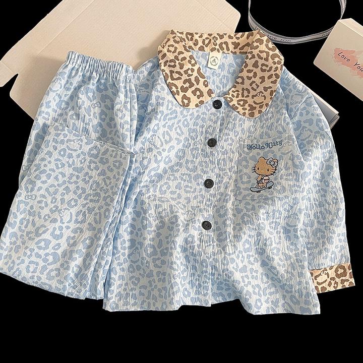 新款女童睡衣春秋季云朵棉儿童长袖套装大童小女孩秋天洋气家居服