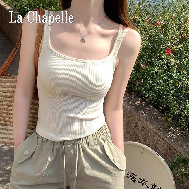 拉夏贝尔吊带背心女内搭带胸垫2025新款设计感小众外穿法式上衣夏