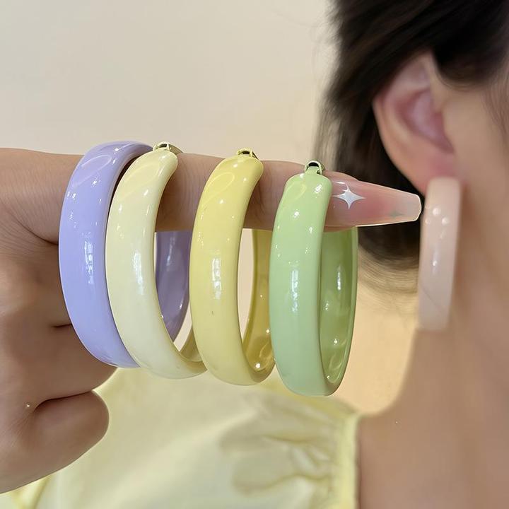 铜合金锆石耳饰 夏季新款糖果色圆圈耳针女夸张小众设计高级感潮