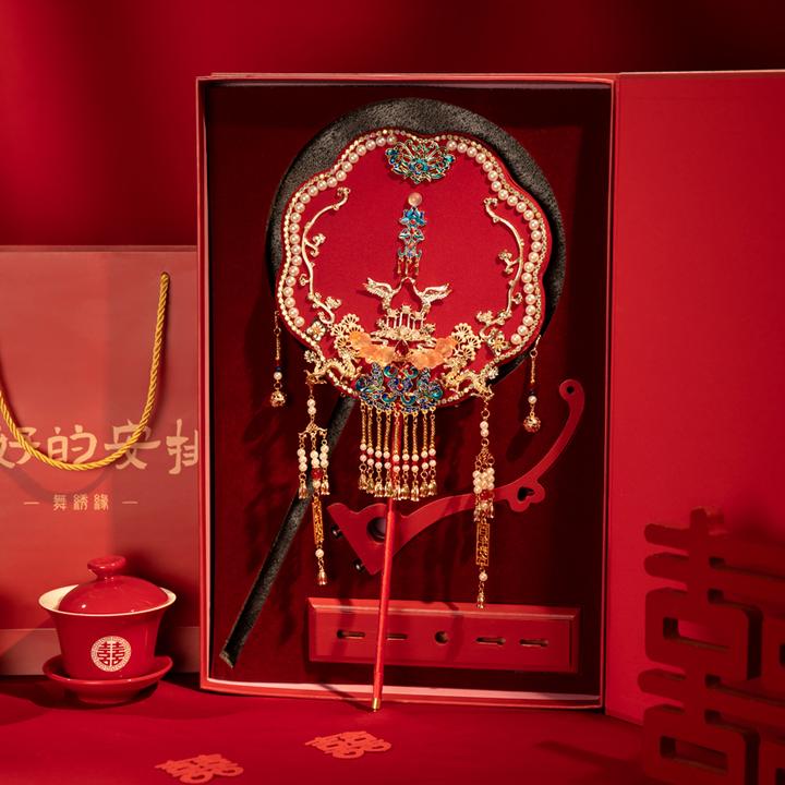 【重工婚扇】团扇结婚秀禾服新娘喜扇古风中式婚礼手工婚扇秀禾团扇