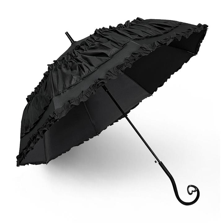 lovefuy/飞恋哥特风洛丽塔双层长柄晴雨伞遮阳防晒防紫外线太阳伞