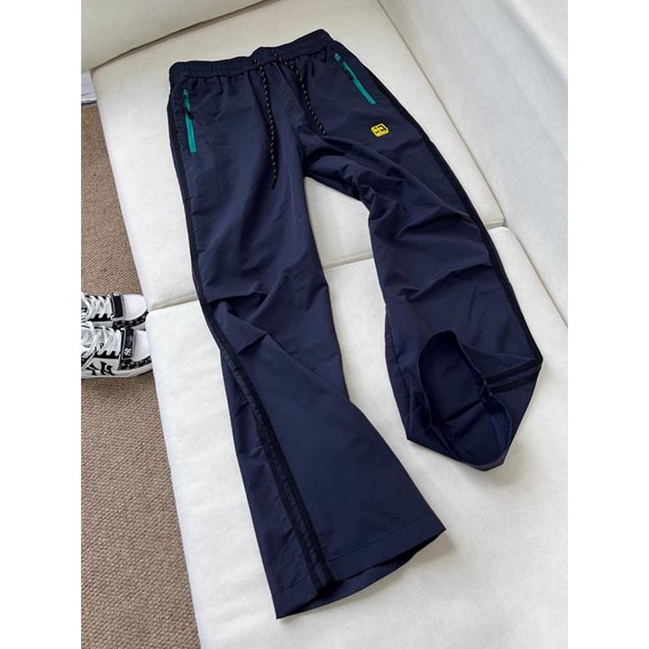 藏青色美式速干裤子男夏季薄款徒步伞兵工装裤登山直筒尼龙运动裤