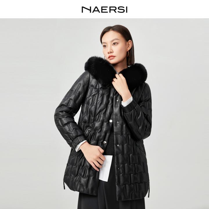 【商场同款】娜尔思冬季时尚中长款保暖皮羽绒女士外套NP00229W0