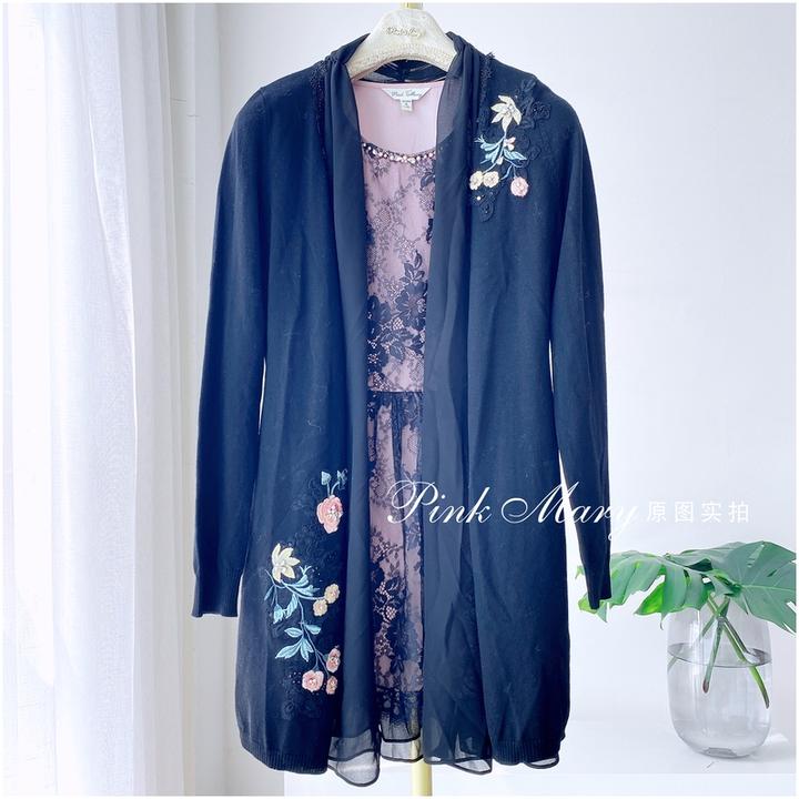 Pink Mary粉红玛琍黑色羊毛衫两件套毛衣针织衫女装PMAGW860588