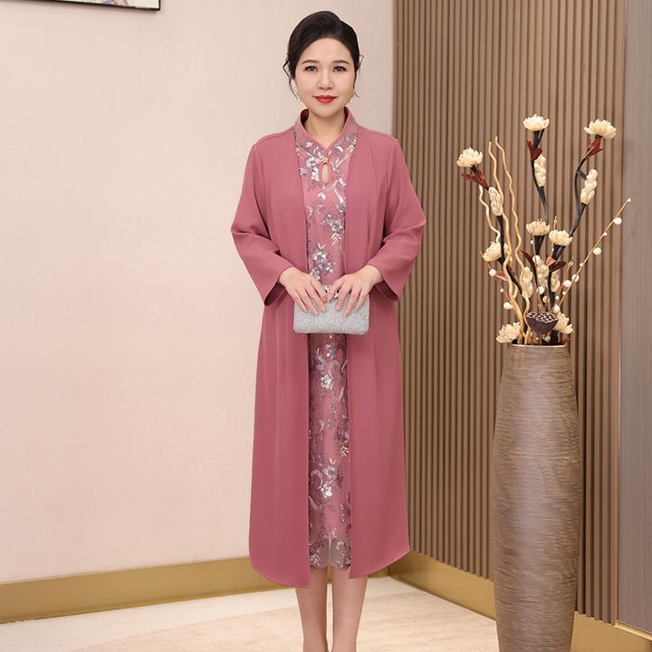 喜妈妈婚宴礼服高端轻奢高级感裙子2025新款平时可穿丈母娘敬酒服