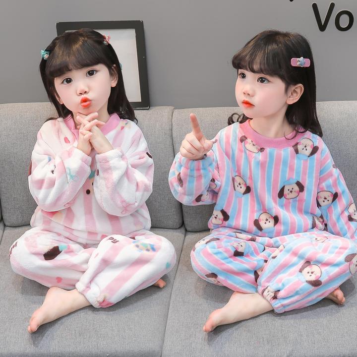 女童珊瑚绒睡衣秋冬款女孩2025新款宝宝冬季保暖法兰绒儿童家居服