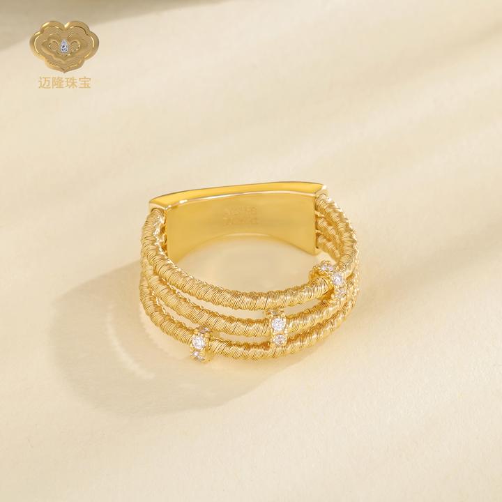 迈隆珠宝18K新款钻⽯戒指德国进口工艺金丝编花设计款纯手工钻戒