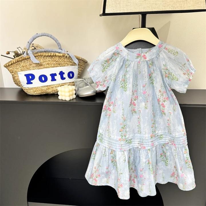 童装夏装裙子女童棉碎花裙款儿童短袖连衣裙洋气花色公主裙