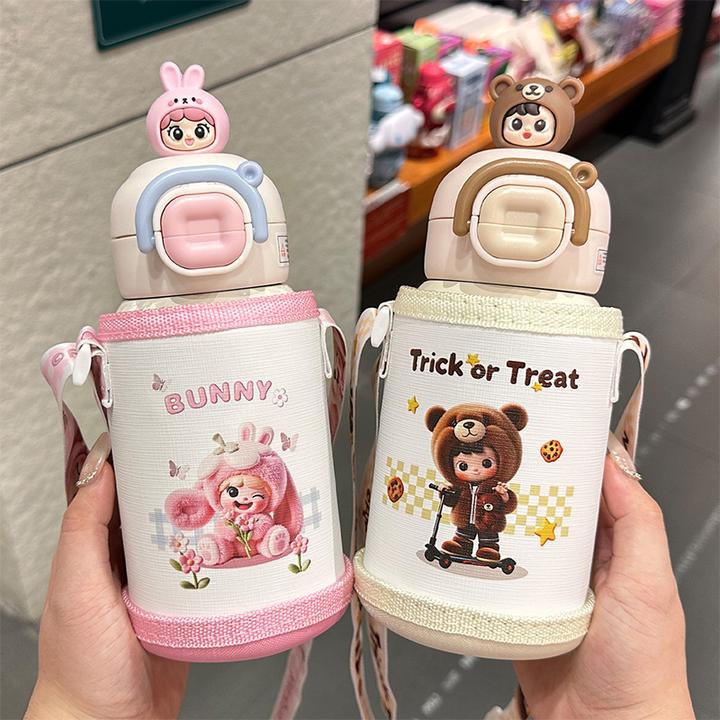 可爱保温杯幼儿园宝宝水杯儿童6-12岁上学用便携双饮吸管杯女孩