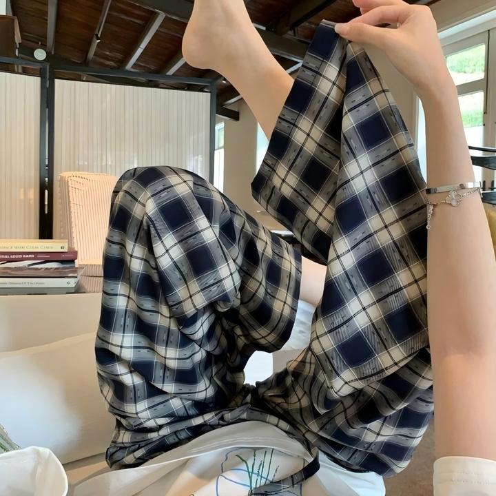 【现货清】夏天绵绸阔腿裤女薄款可外穿凉感睡裤家居裤