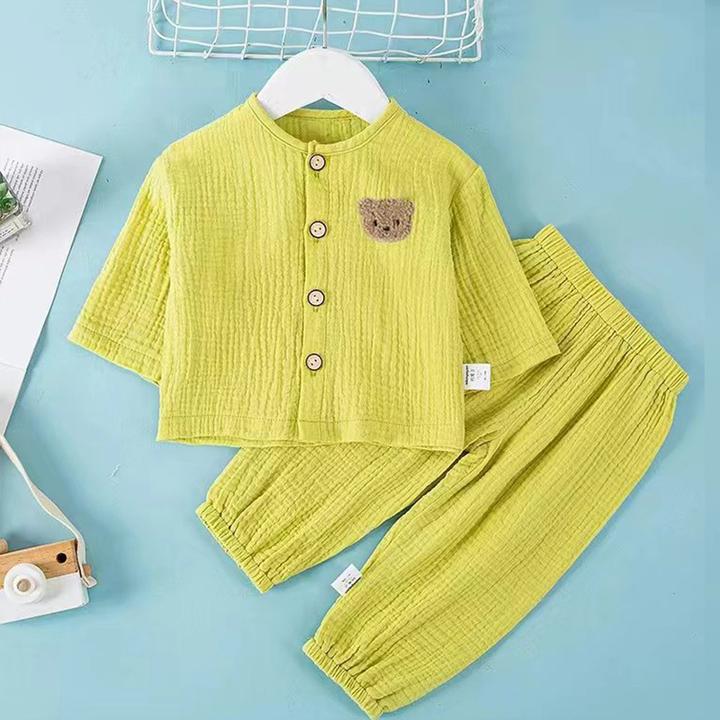 婴儿衣服夏季儿童薄款长袖睡衣纯棉纱布防晒衣套装男女宝宝空调服