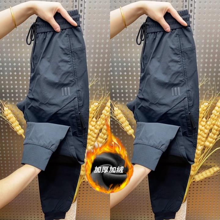高档秋冬新款男士户外工装裤潮牌拉链速干休闲裤松紧腰弹力小脚裤