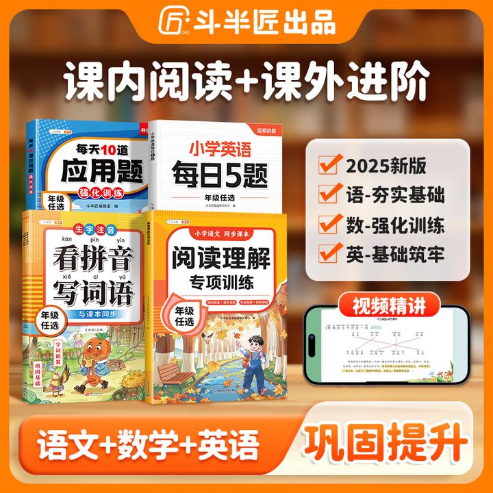 【斗半匠】小学语文阅读理解专项训练书1-6年级二年级上册每日五题