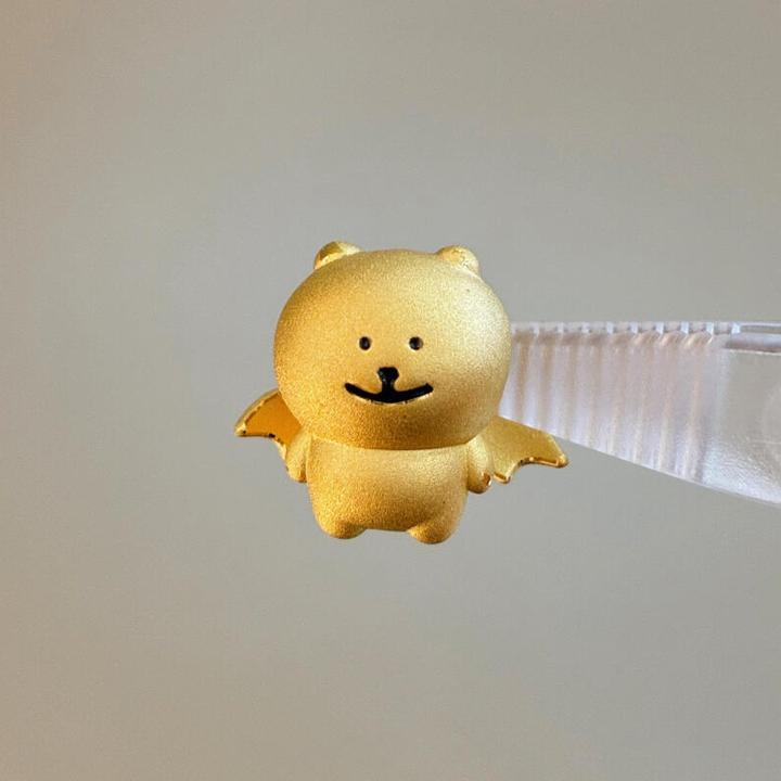 999足金自嘲熊表情包手链5D硬金黄金大白熊转运珠可爱小熊手串女