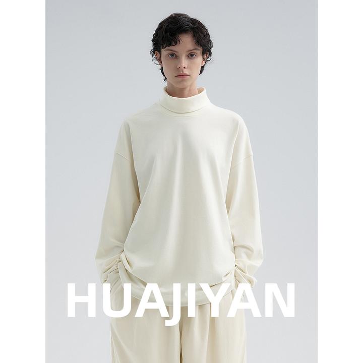 华吉言/HUAJIYAN【空月】100棉经典百搭堆堆领长袖上衣