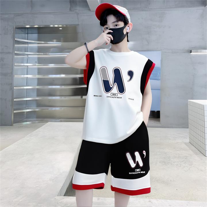 男童帅气背心套装夏装2025新款洋气大童男孩夏季运动无袖潮装短裤