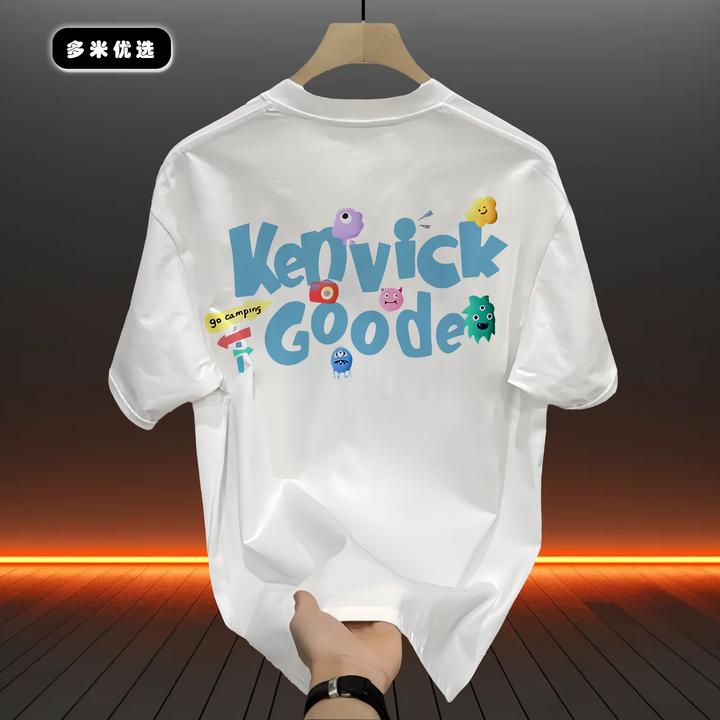 邦德妮美式重磅纯棉短袖T恤男士休闲创意字母大码宽松半袖上衣ins