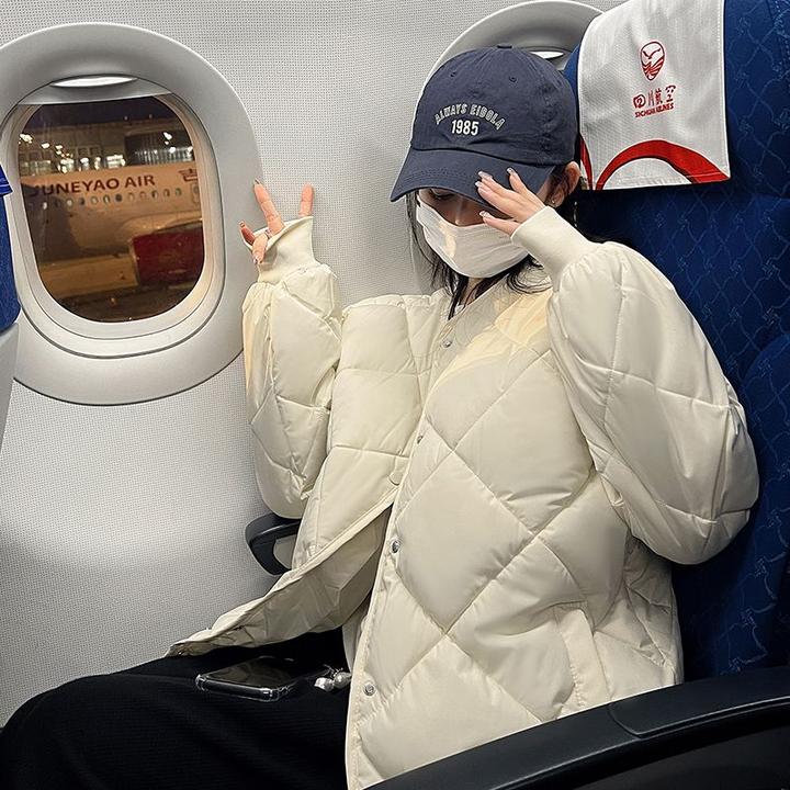 小个子女士秋冬季加厚短款棉衣棉服外套女装休闲时尚菱格夹棉棉袄