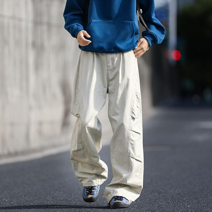 2025秋季新款美式高街设计感拼接工装休闲裤男生百搭宽松阔腿长裤