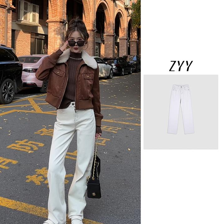 ZYY【落日沙丘】2025S/S新品直筒白牛仔裤长裤X25DNZK04940