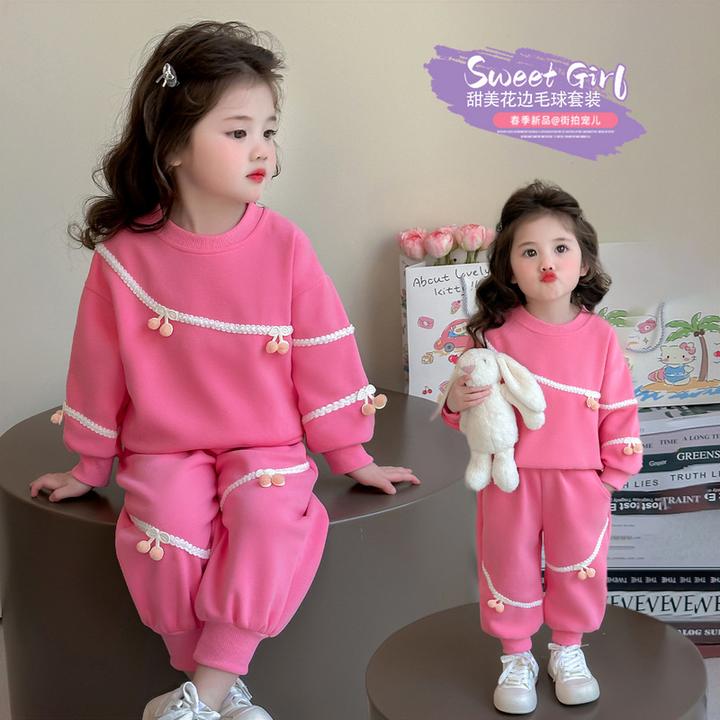 女童甜美卫衣套装春秋款新款洋气休闲春装小女孩运动两件套潮