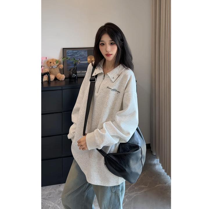美式刺绣Polo衫男女2025春秋季新款长袖t恤高街宽松穿搭休闲外套