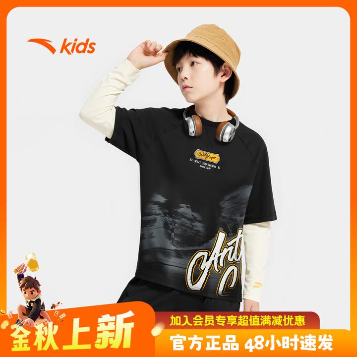 安踏儿童针织长T少年顽家2025秋季新款舒适亲肤圆领长袖352538401