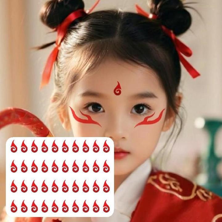 哪吒额头眉心魔童降世儿童脸贴COS贴敖丙眉心蓝色纹身贴