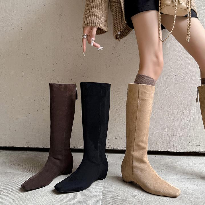 2025秋冬新款小个子不过膝高筒靴女时尚休闲内增高气质百搭长筒靴